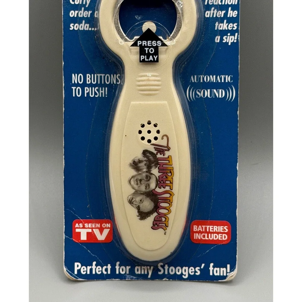 The Three Stooges Talking Bottle Opener 2002 Pacific Direct Vintage Novelty NIB‎
